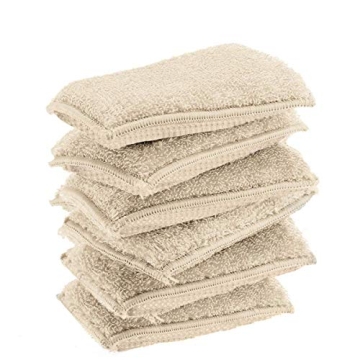 KMAKII Bamboo Kitchen Sponges Natural Cleaning Sponges 6 Pack - Beige
