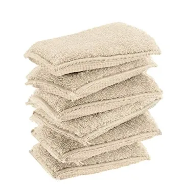 KMAKII Bamboo Kitchen Sponges Natural Cleaning Sponges 6 Pack - Beige