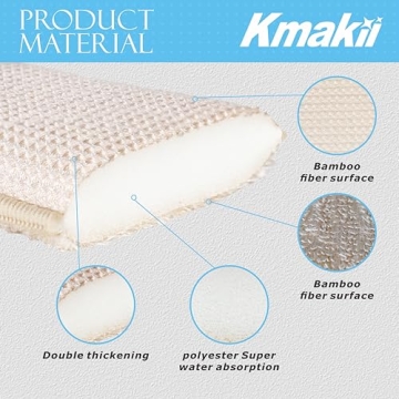 KMAKII Eco-Friendly Bamboo Cleaning Sponges 6 Pack