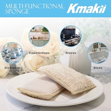 KMAKII Eco-Friendly Bamboo Cleaning Sponges 6 Pack
