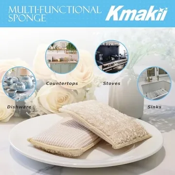 KMAKII Eco-Friendly Bamboo Cleaning Sponges 6 Pack
