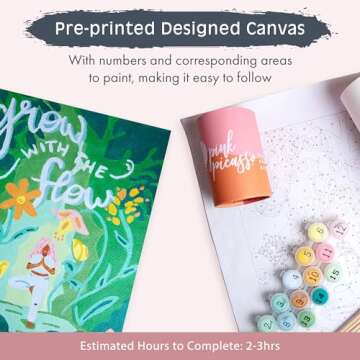 Pink Picasso Kits Self Care Collection Paint By Number for Adults & Beginners | DIY Unique 8x10 Canvas Painting Kit | Color by Numbers Art Paint Canvas best for the young at heart | Grow with the Flow