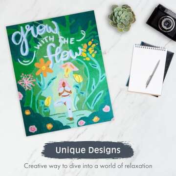 Pink Picasso Kits Self Care Collection Paint By Number for Adults & Beginners | DIY Unique 8x10 Canvas Painting Kit | Color by Numbers Art Paint Canvas best for the young at heart | Grow with the Flow