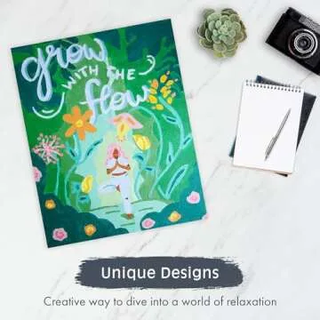 Pink Picasso Kits Self Care Collection Paint By Number for Adults & Beginners | DIY Unique 8x10 Canvas Painting Kit | Color by Numbers Art Paint Canvas best for the young at heart | Grow with the Flow