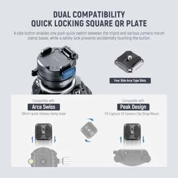 NEEWER LITETRIP LT32 62" Travel Tripod Carbon Fiber with ±15° Leveling 360° Panorama Head, Detachable Center Axis, Fast Flip Buckle, Arca QR Plate Compatible with Peak Design Capture V3, (Former TP62)