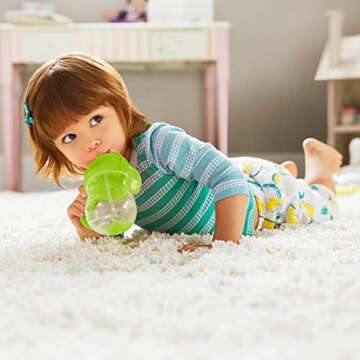 Munchkin® Any Angle™ Sippy Cup for Toddlers, Weighted Straw Trainer Cup with Click Lock™ Lid, 7 Ounce, Green