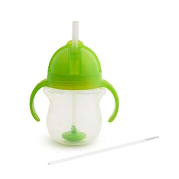 Munchkin® Any Angle™ Sippy Cup for Toddlers, Weighted Straw Trainer Cup with Click Lock™ Lid, 7 Ounce, Green