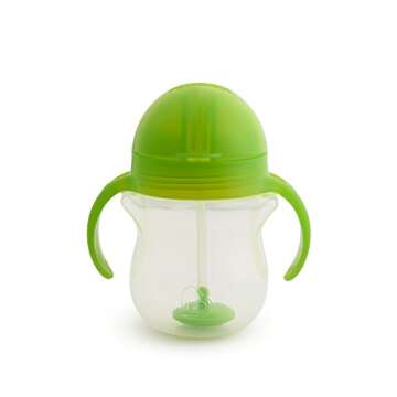 Munchkin® Any Angle™ Sippy Cup for Toddlers, Weighted Straw Trainer Cup with Click Lock™ Lid, 7 Ounce, Green