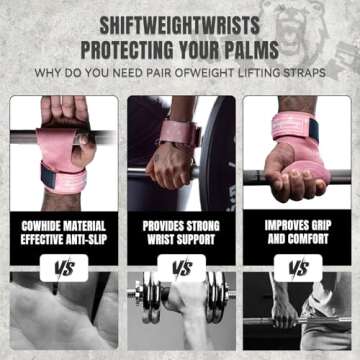 MANUEKLEAR Gym Straps Weight Lifting, Double Leather Lifting Straps for Men Deadlift with Cushion Wrist Loop, Gym Lifting Wrist Wraps for Weightlifting