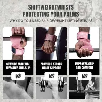 MANUEKLEAR Gym Straps Weight Lifting, Double Leather Lifting Straps for Men Deadlift with Cushion Wrist Loop, Gym Lifting Wrist Wraps for Weightlifting