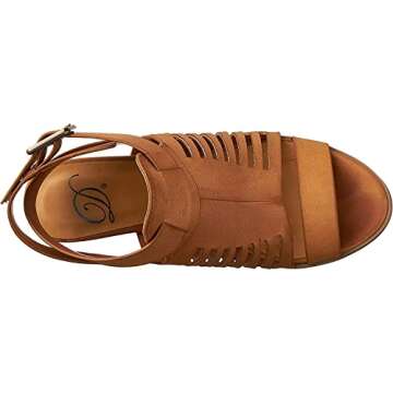 Delicious Yummy Cutout Stacked Heel Sandal Shoes (Tan Pu, numeric_7_point_5)