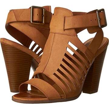 Delicious Yummy Cutout Stacked Heel Sandal Shoes (Tan Pu, numeric_7_point_5)