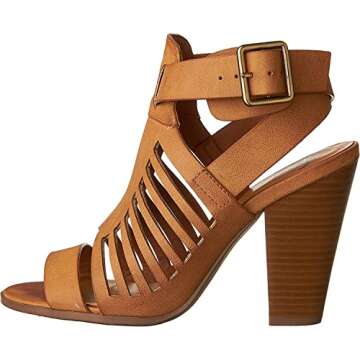Delicious Yummy Cutout Stacked Heel Sandal Shoes (Tan Pu, numeric_7_point_5)