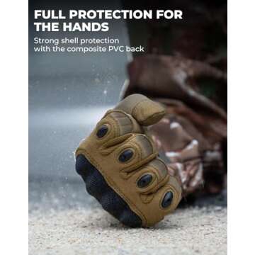 KEMIMOTO Tactical Gloves for Men, Touchscreen Motorcycle Gloves with Hard Shell & Palm Padding for S...