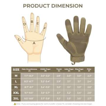 KEMIMOTO Tactical Gloves for Men, Touchscreen Motorcycle Gloves with Hard Shell & Palm Padding for Sports Motorcycle Cycling Tactical Airsoft Paintball Hunting Hiking Camping Climbing (Brown,Large)