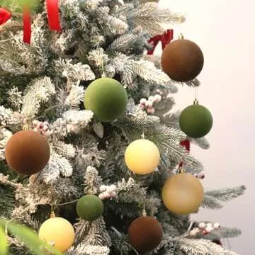 Senjie Velvet Christmas Ornaments Balls Set - 18 PCS