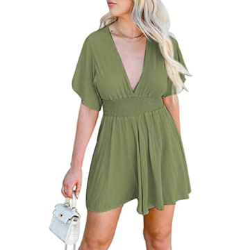 Realipopo Women's Summer Cute Rompers - V Neck & Baggy Style