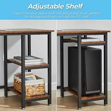 GreenForest L Shaped Computer Desk with Storage Shelves, 66 inch Corner Computer Home Office Writing Table,Rustic Large Gaming PC Workstation Space Saving, Easy Assembly,Walnut