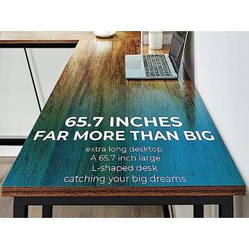 GreenForest L Shaped Computer Desk with Storage Shelves, 66 inch Corner Computer Home Office Writing Table,Rustic Large Gaming PC Workstation Space Saving, Easy Assembly,Walnut