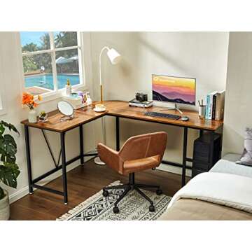 GreenForest L Shaped Computer Desk with Storage Shelves, 66 inch Corner Computer Home Office Writing Table,Rustic Large Gaming PC Workstation Space Saving, Easy Assembly,Walnut