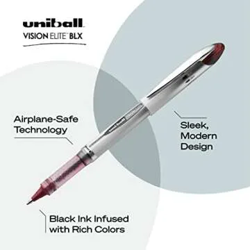 Uniball Vision Elite BLX Rollerball Pens, Assorted Pens Pack of 5, Bold Pens with 0.8mm Ink, Ink Black Pen, Pens Fine Point Smooth Writing Pens, Bulk Pens, and Office Supplies