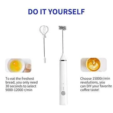Electric Milk Frother - Rechargeable, 3 Speed Whisk