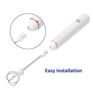 Milk Frother, Rechargeable hand-Held Electric Milk Frother 3 Adjustable USB Charging Can Be Used forBulletproof Coffee Protein Drinks Matcha Coffee Whisk (White)
