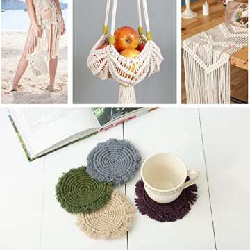 NOANTA Dusty Pink Macrame Cord 3mm x 109yards, Colored Macrame Rope Cotton Rope Macrame Yarn, Colorful Cotton Craft Cord for Wall Hanging, Plant Hangers, Crafts, Knitting