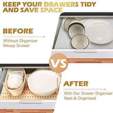 Yookeer Wood Pegboard Drawer Organizer for Kitchen Storage