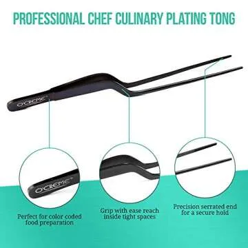 O'Creme Culinary Stainless Steel Tweezer Tongs Set - Precise Cooking Tools
