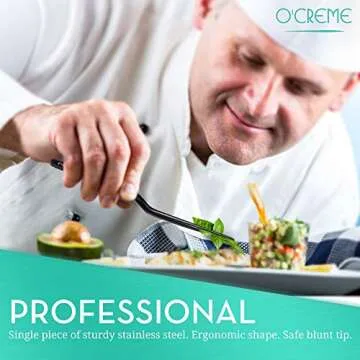 O'Creme Culinary Stainless Steel Tweezer Tongs Set - Precise Cooking Tools