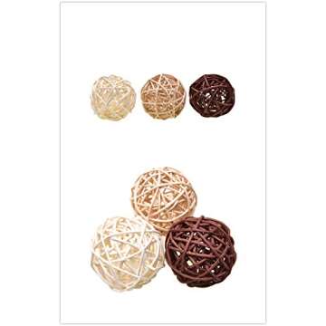 Pemalin Natural Decorative Wicker Rattan Balls- Vase Filler, House Ornament, Christmas Tree Garden W...