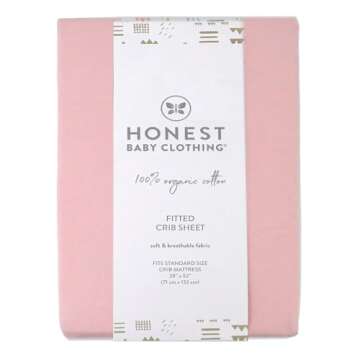 HonestBaby 2-Pack Organic Cotton Fitted Crib Sheets in Light Pink, 28" x 52"