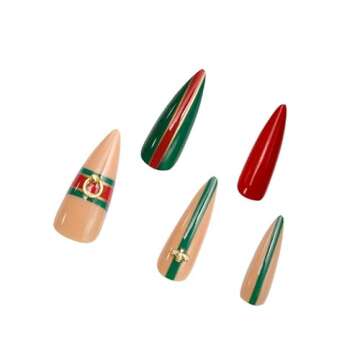 Shop Allkem Bee Stripe Stiletto Press-On Nails for Glamour