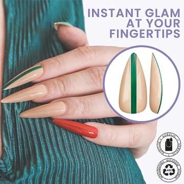 Shop Allkem Bee Stripe Stiletto Press-On Nails for Glamour