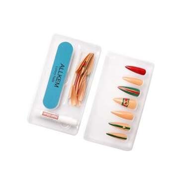 Shop Allkem Bee Stripe Stiletto Press-On Nails for Glamour