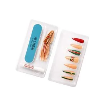 Shop Allkem Bee Stripe Stiletto Press-On Nails for Glamour