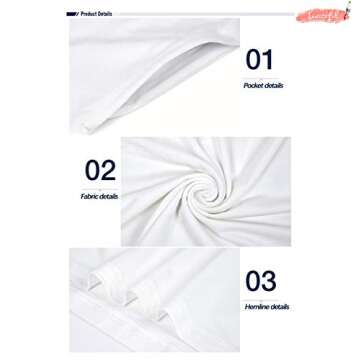 MISFAY Women's Summer Spaghetti Strap Casual Swing Tank Beach Cover Up Dress with Pockets(White,M)