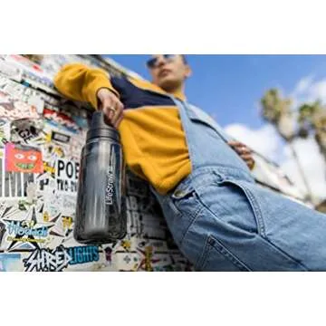 LifeStraw Go Series – BPA-Free Water Filter Bottle for Travel and Everyday use removes Bacteria, parasites and microplastics, Improves Taste, 1L Clear