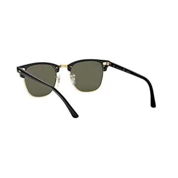 Ray-Ban RB3016 Clubmaster Square Sunglasses, Black/Polarized G-15 Green, 49 mm
