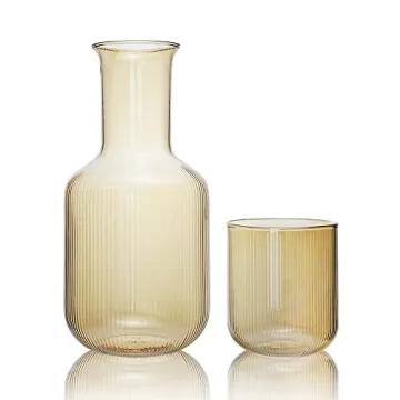 Sizikato 25 Oz Amber Glass Bedside Water Carafe Set