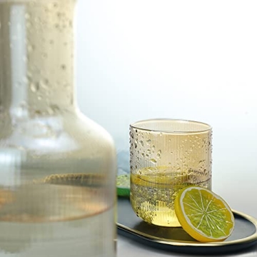 Sizikato 25 Oz Amber Glass Bedside Water Carafe Set