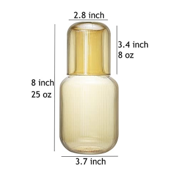 Sizikato 25 Oz Amber Glass Bedside Water Carafe Set