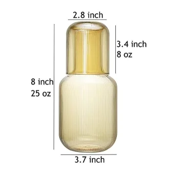 Sizikato 25 Oz Amber Glass Bedside Water Carafe Set