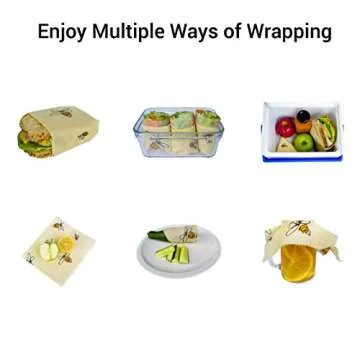 Urban Bee Assorted 3 Pack Beeswax Food Wraps | Eco-Friendly, and Reusable Food Storage | Includes: 1 Small, 1 Medium, 1 Large Size