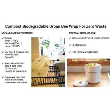 Urban Bee Assorted 3 Pack Beeswax Food Wraps | Eco-Friendly, and Reusable Food Storage | Includes: 1 Small, 1 Medium, 1 Large Size