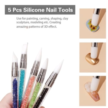 5 Pcs Silicone Nail Tools for Precision Nail Art Creativity
