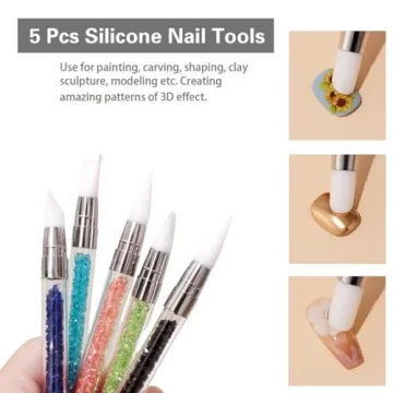 5 Pcs Silicone Nail Tools for Precision Nail Art Creativity