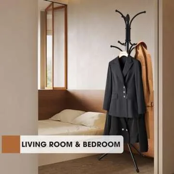 Ulimart Coat Rack Freestanding,12 Hooks Metal Coat Racks with Umbrella Holder,Sturdy Hall Rree,Easy Assembly Coat Rack Stand for Hanging Scarf,Purse,Hats,Jacket(Black)