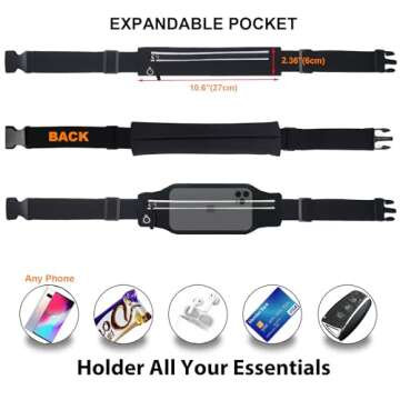 Slim Running Belt Fanny Pack for Men Women, Running Phone Holder Runners Pouch Waist Pack for Workout, Money Belt, Running Gear Accessories [Fits ALL Phones]
